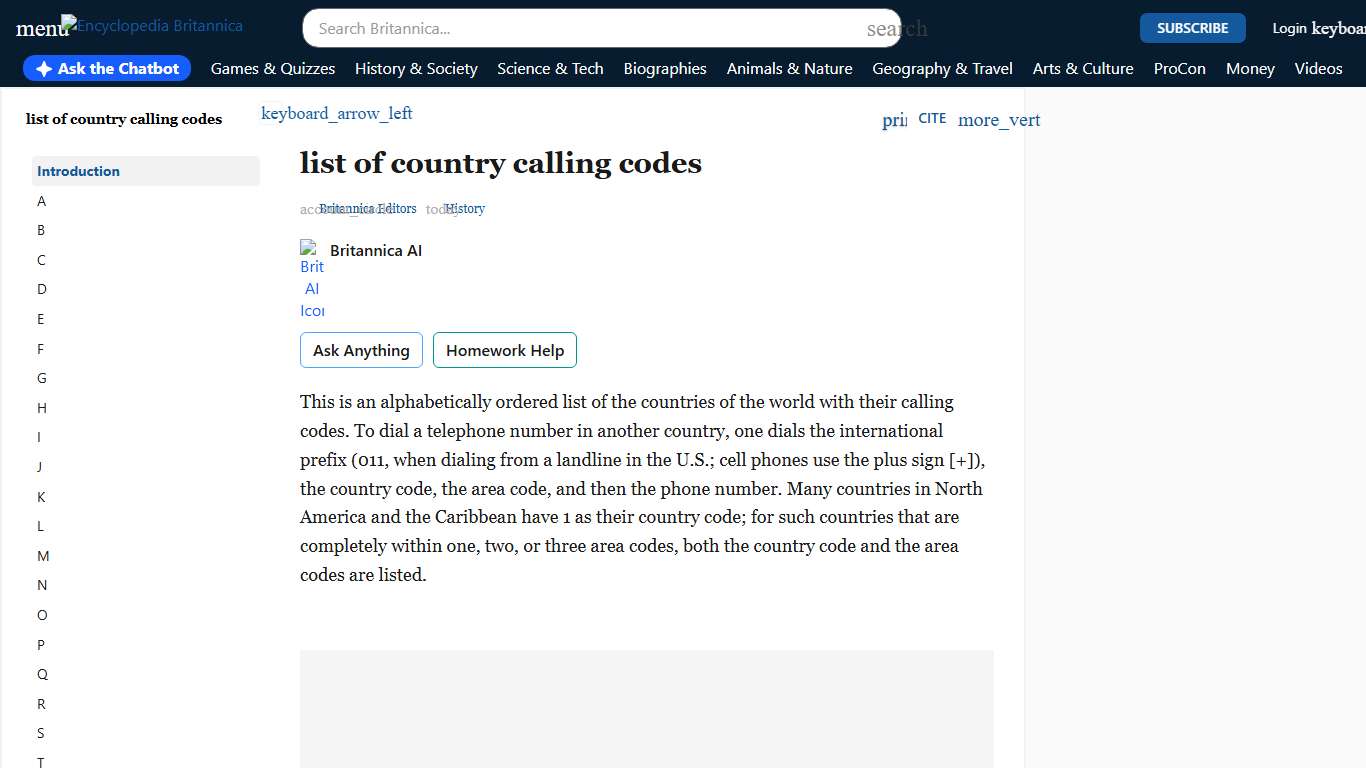 List of country calling codes | USA, India, UK, Australia, & Canada | Britannica