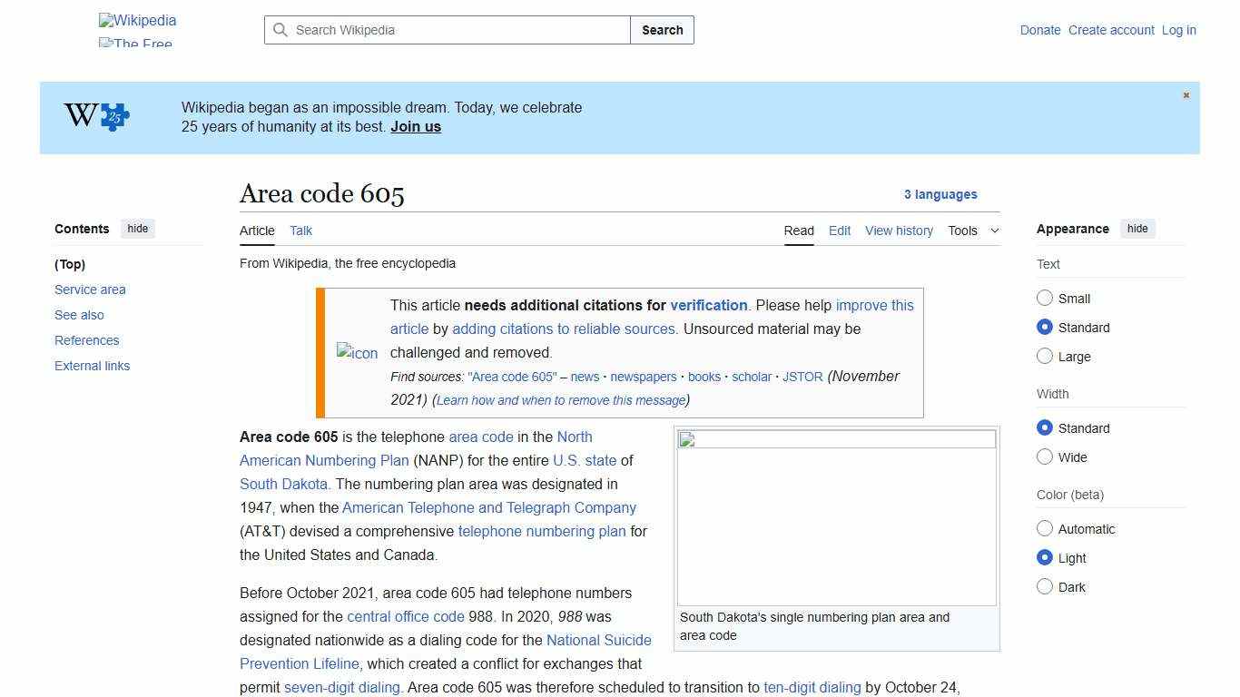 Area code 605 - Wikipedia