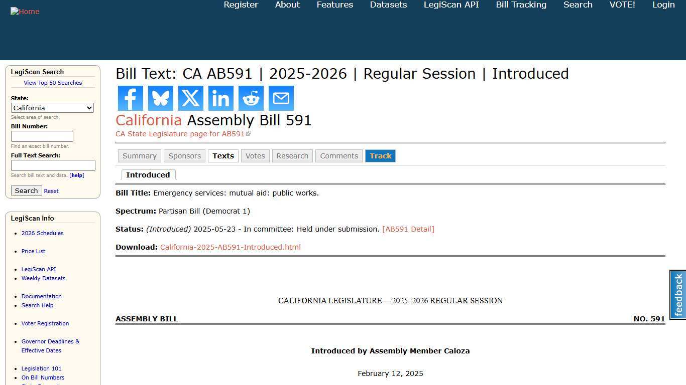 Bill Text: CA AB591 | 2025-2026 | Regular Session | Introduced | LegiScan